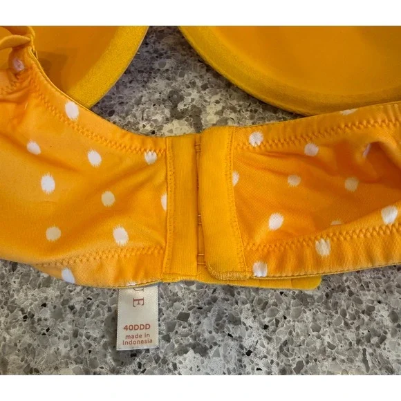 Cacique Flirty Yellow with White Polka Dots Lightly Lined T-Shirt Bra Size 40DDD - Picture 9 of 10